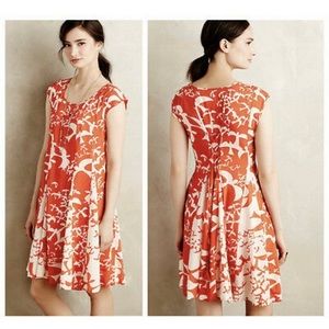 Maeve Anthropologie Burnt Orange Indiga Bird Swing Shift Dress Tassel — XS